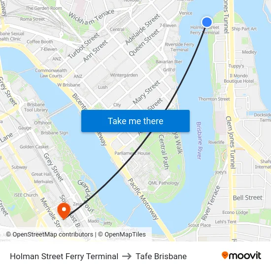 Holman Street Ferry Terminal to Tafe Brisbane map