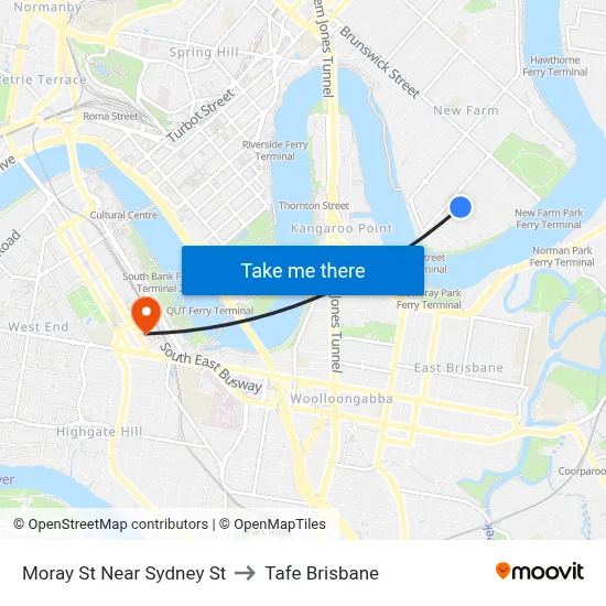 Moray St Near Sydney St to Tafe Brisbane map