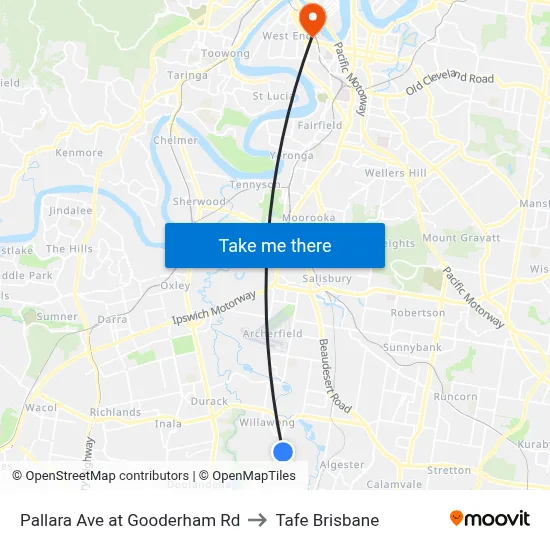 Pallara Ave at Gooderham Rd to Tafe Brisbane map