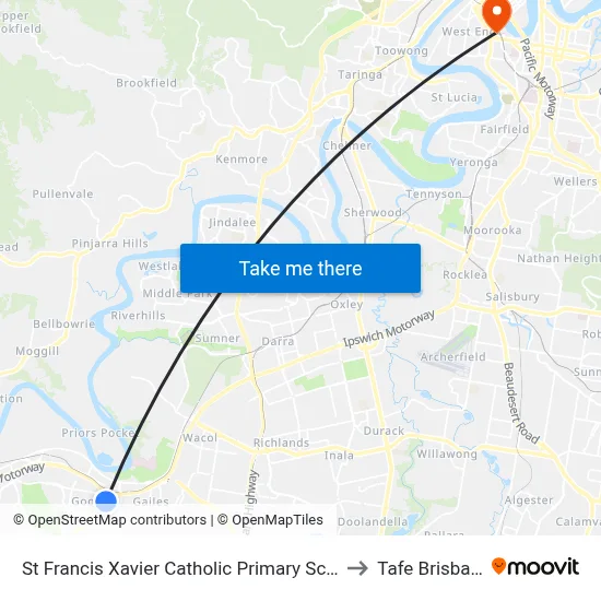 St Francis Xavier Catholic Primary School to Tafe Brisbane map