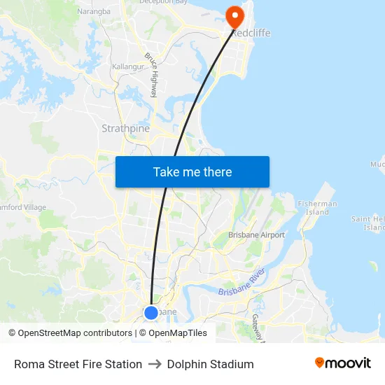 Roma Street Fire Station to Dolphin Stadium map