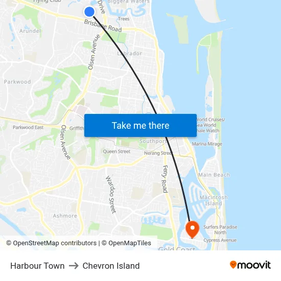 Harbour Town to Chevron Island map