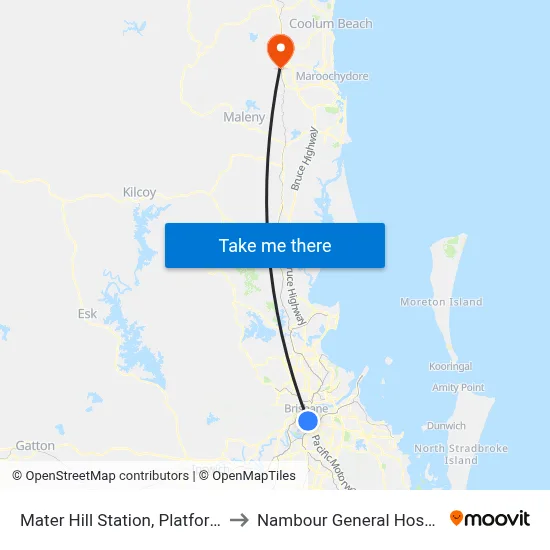 Mater Hill Station, Platform 1 to Nambour General Hospital map
