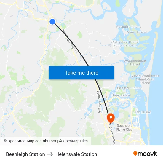 Beenleigh Station to Helensvale Station map