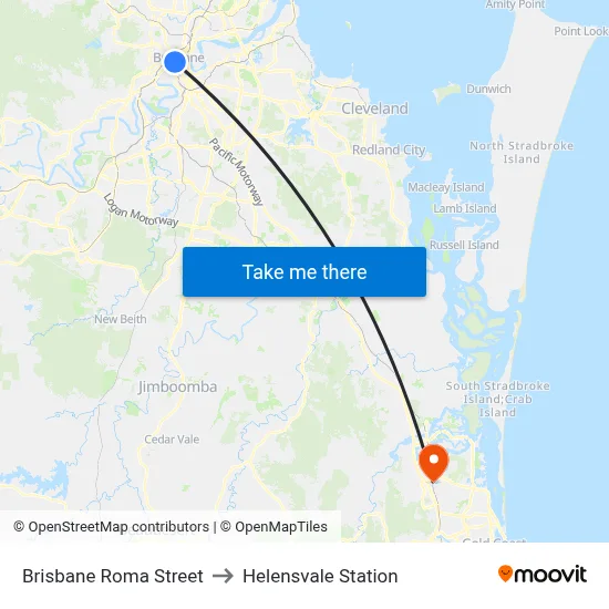 Brisbane Roma Street to Helensvale Station map