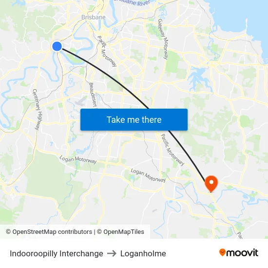 Indooroopilly Interchange to Loganholme map