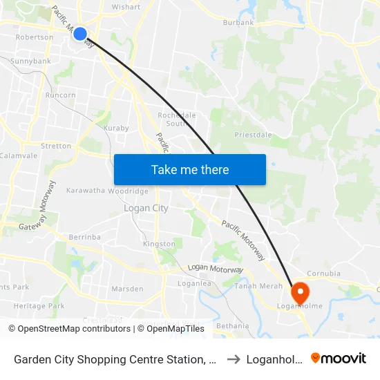 Garden City Shopping Centre Station, Stop B to Loganholme map