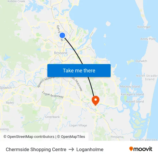 Chermside Shopping Centre to Loganholme map