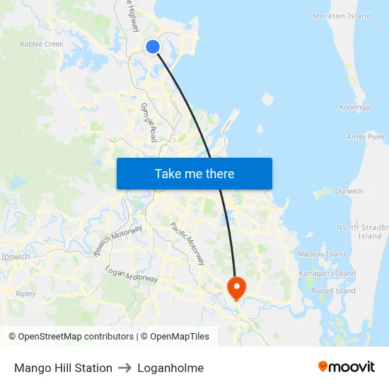 Mango Hill Station to Loganholme map
