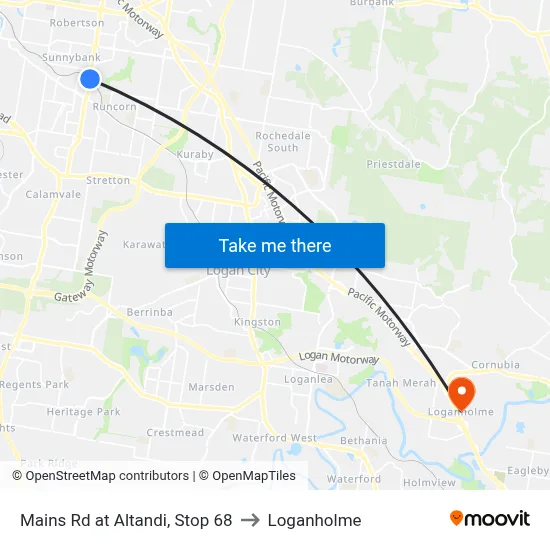 Mains Rd at Altandi, Stop 68 to Loganholme map