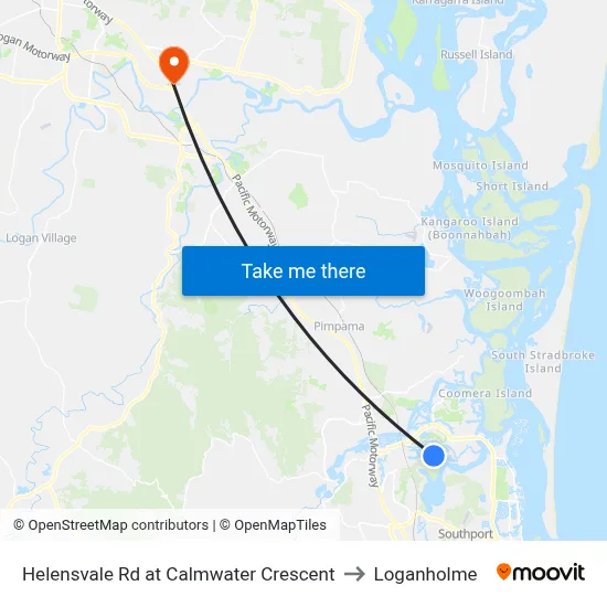 Helensvale Rd at Calmwater Crescent to Loganholme map