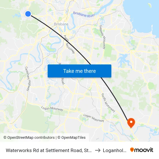 Waterworks Rd at Settlement Road, Stop 36 to Loganholme map