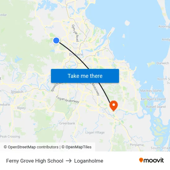 Ferny Grove High School to Loganholme map