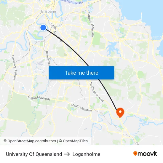 University Of Queensland to Loganholme map