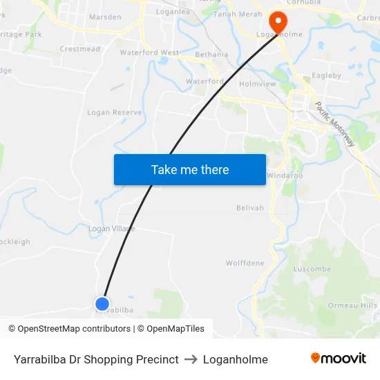 Yarrabilba Dr Shopping Precinct to Loganholme map