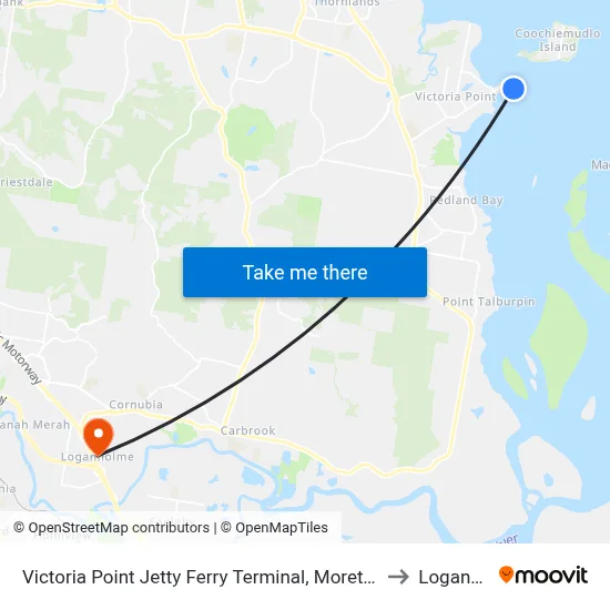Victoria Point Jetty Ferry Terminal, Moreton Bay (Redland City) to Loganholme map