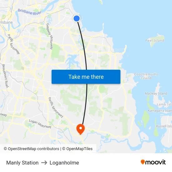 Manly Station to Loganholme map