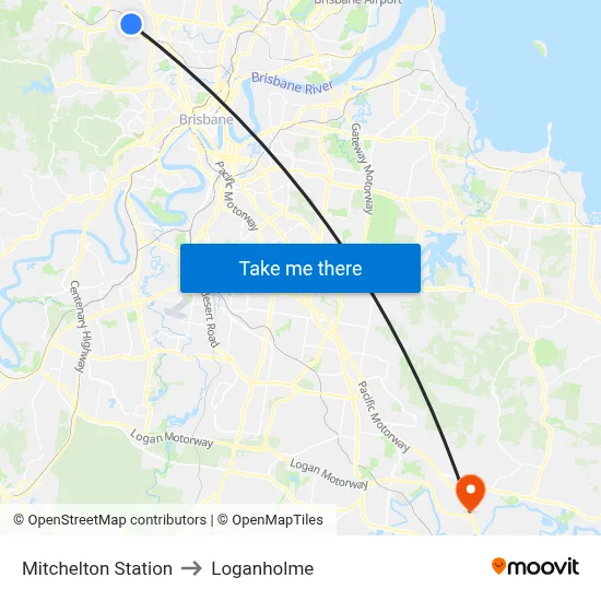 Mitchelton Station to Loganholme map