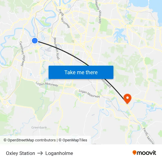 Oxley Station to Loganholme map