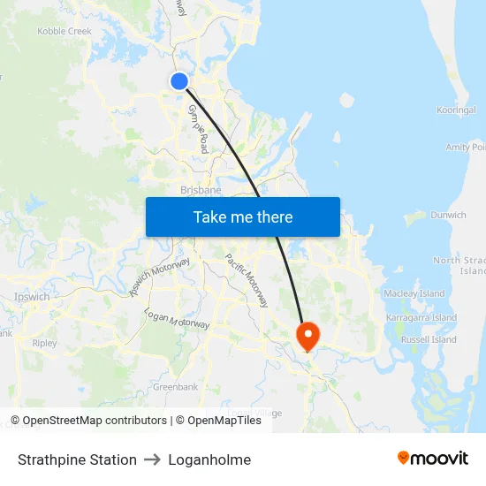 Strathpine Station to Loganholme map