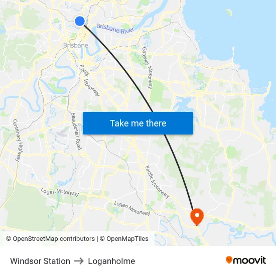 Windsor Station to Loganholme map