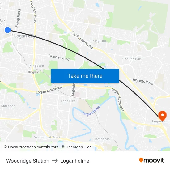 Woodridge Station to Loganholme map