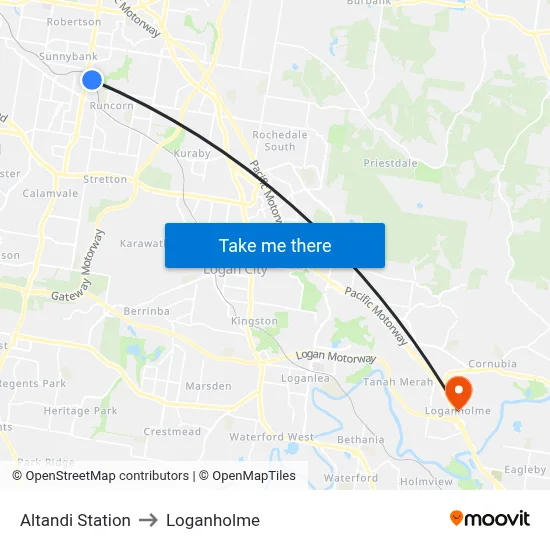 Altandi Station to Loganholme map