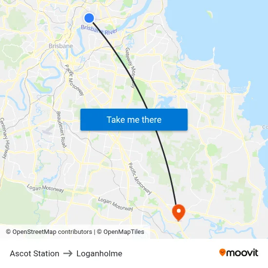 Ascot Station to Loganholme map