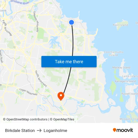 Birkdale Station to Loganholme map