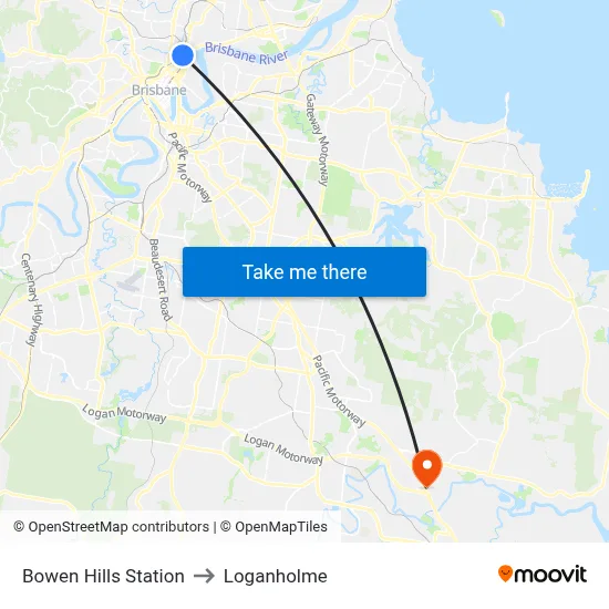 Bowen Hills Station to Loganholme map