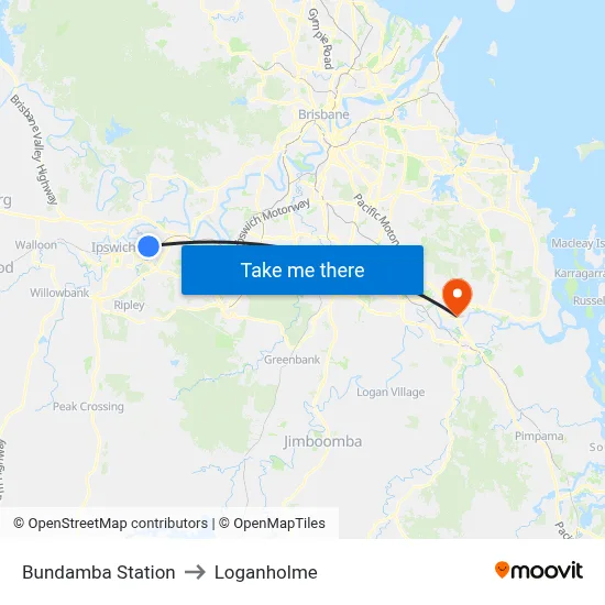 Bundamba Station to Loganholme map