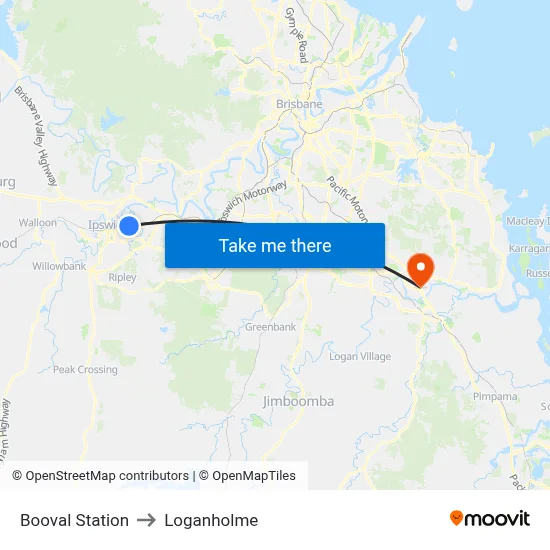 Booval Station to Loganholme map