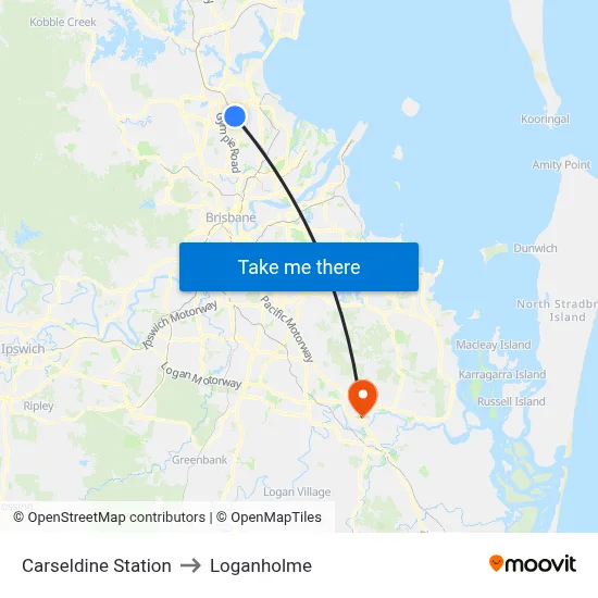 Carseldine Station to Loganholme map