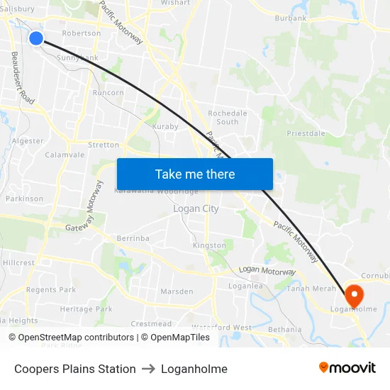 Coopers Plains Station to Loganholme map
