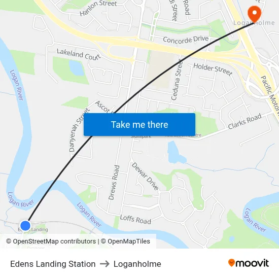 Edens Landing Station to Loganholme map