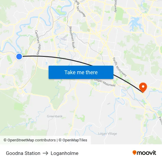 Goodna Station to Loganholme map