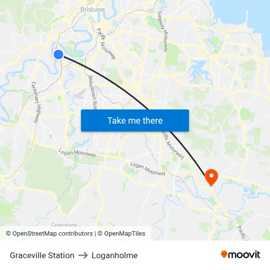 Graceville Station to Loganholme map