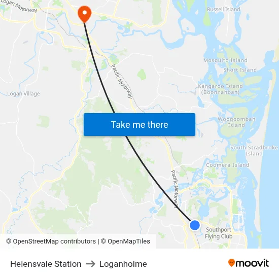 Helensvale Station to Loganholme map
