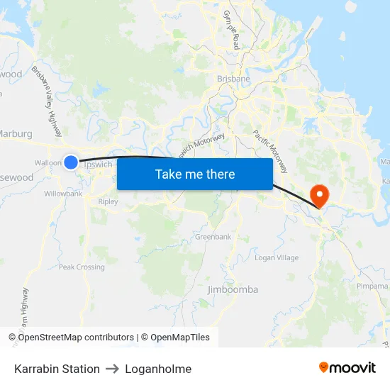 Karrabin Station to Loganholme map