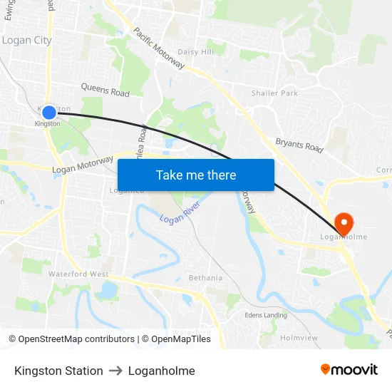 Kingston Station to Loganholme map