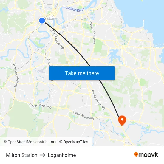 Milton Station to Loganholme map
