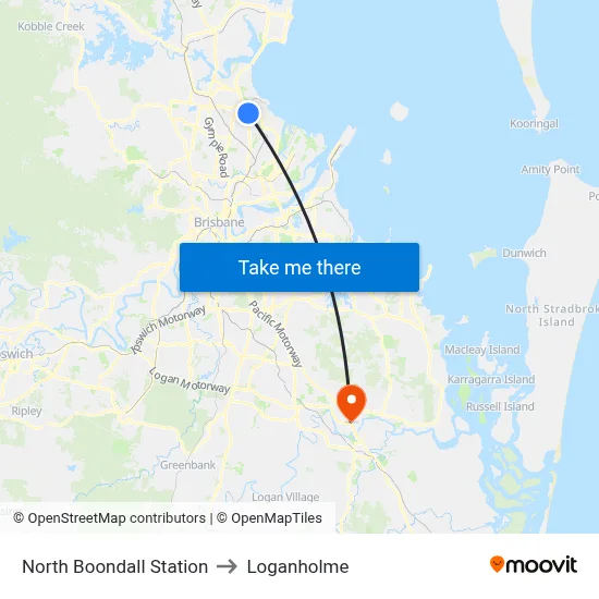 North Boondall Station to Loganholme map