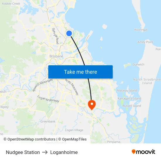 Nudgee Station to Loganholme map