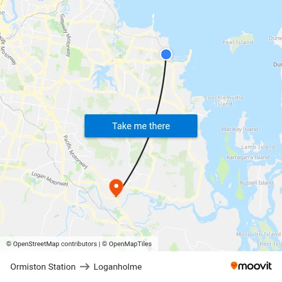 Ormiston Station to Loganholme map
