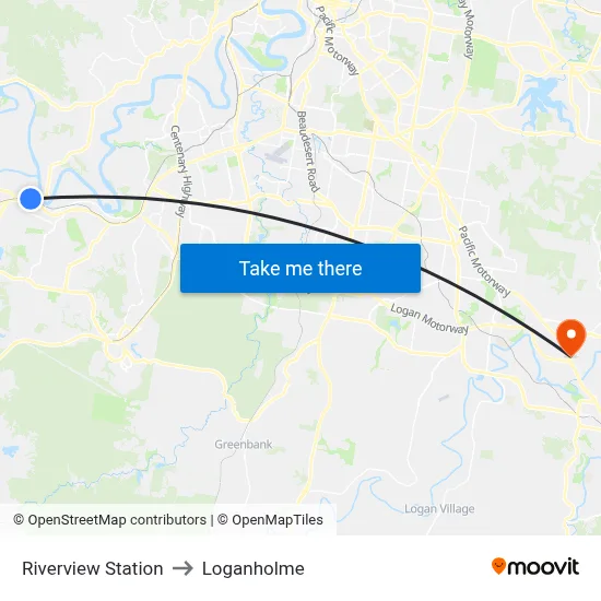 Riverview Station to Loganholme map