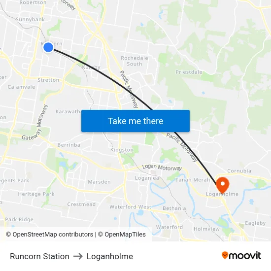 Runcorn Station to Loganholme map