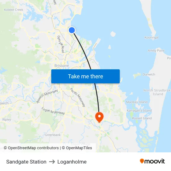 Sandgate Station to Loganholme map