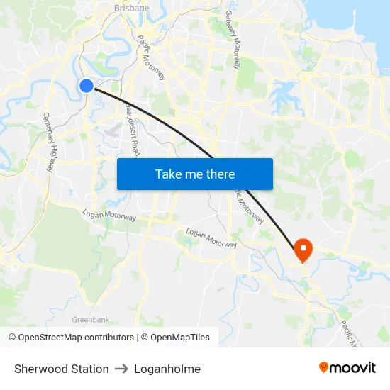Sherwood Station to Loganholme map
