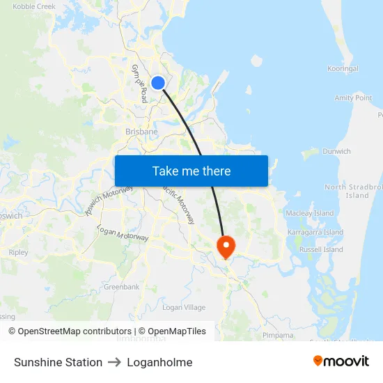 Sunshine Station to Loganholme map