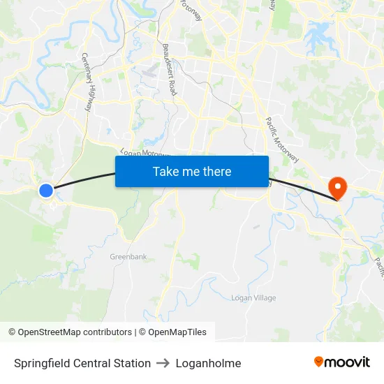 Springfield Central Station to Loganholme map